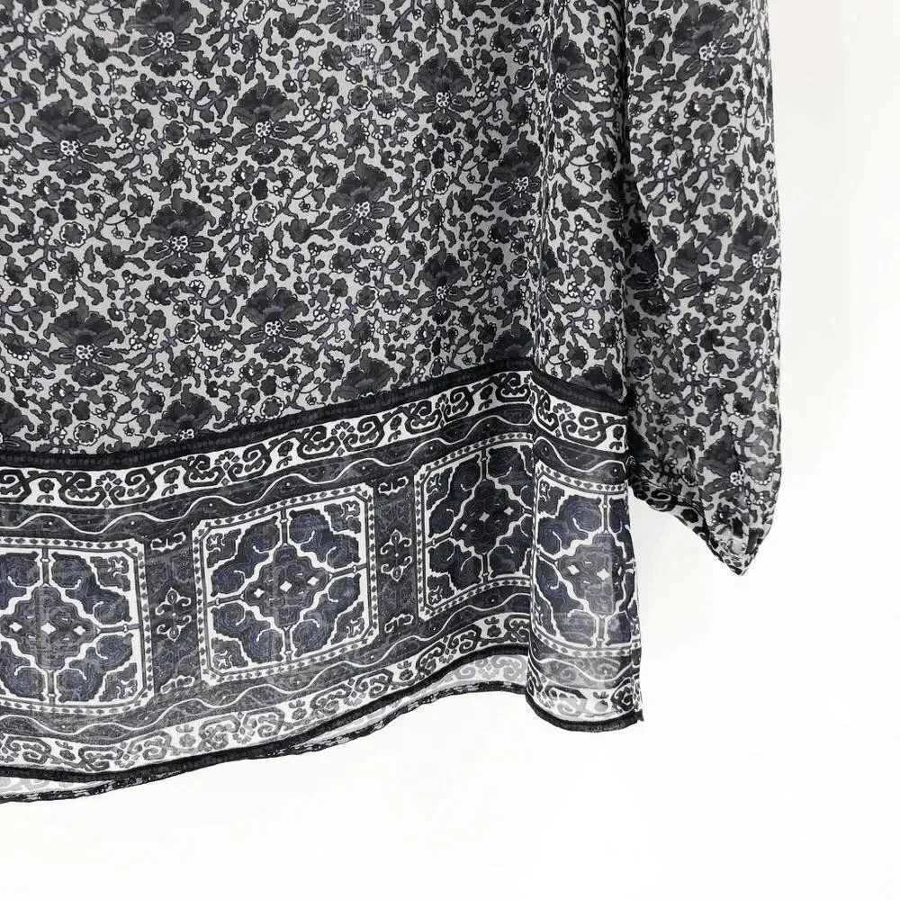 Calypso St Barth Women's Black Purple Sheer Long Sleeve Blouse Size XS - Picture 3 of 7